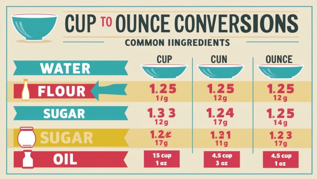 Infographic of Cup to Ounce Conversions: