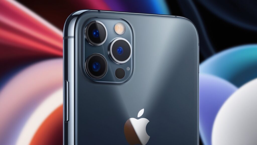 A screenshot or still from a 4K video shot with the iPhone 15 Pro Max, demonstrating its video capabilities. An image of the phone in Cinematic Mode, showing the depth-of-field effect.